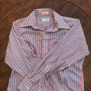VINTAGE 70’s red white & blue striped button up